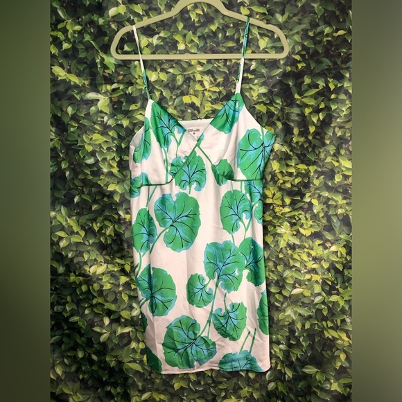 Diane Von Furstenburg Green Leaf Print Slip Dress - Picture 3 of 15